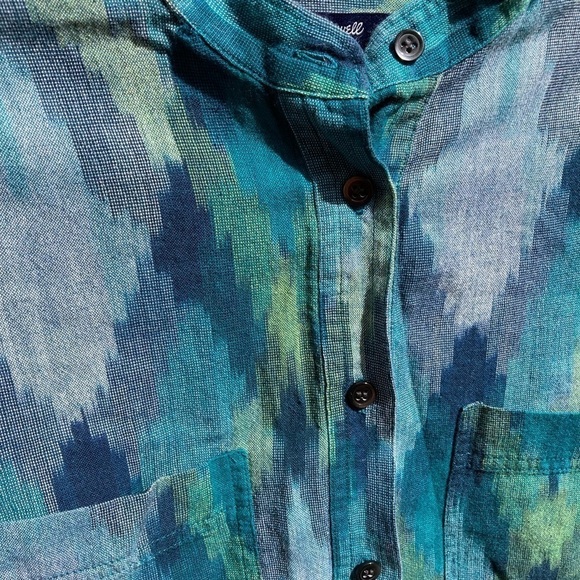 Women's Madewell Multicolor Button-Up Shirt M Pockets Cotton Open Light Vibrant - Picture 11 of 13